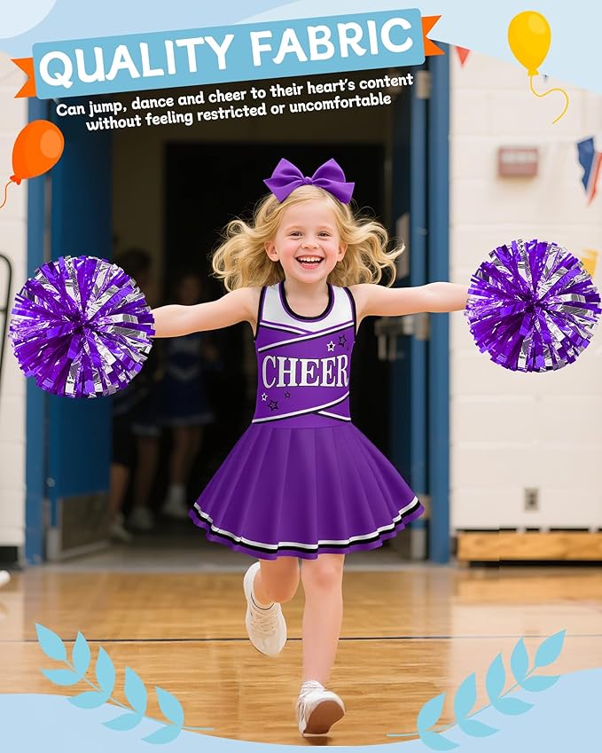 JenPen Cheerleader Costume Set Cheerleading Outfit Cheer Uniform Dress Cosplay for Halloween Party Gifts 3-9 Years
