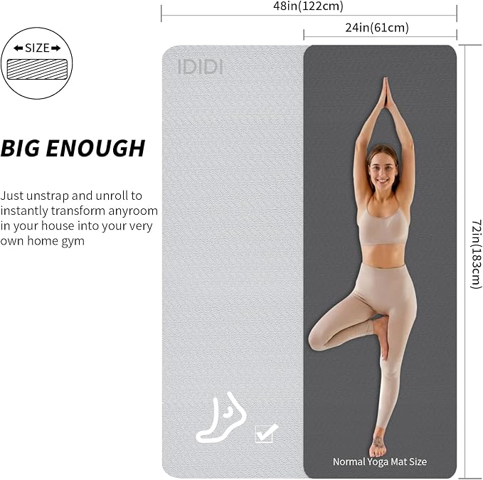 Large Yoga Mat (6'x 4')-POE 0.28''/0.32''/0.4'' Thick Fitness Mat, Eco-Friendly Exercise Mat for Home Workouts, Ideal for Yoga and Pilates