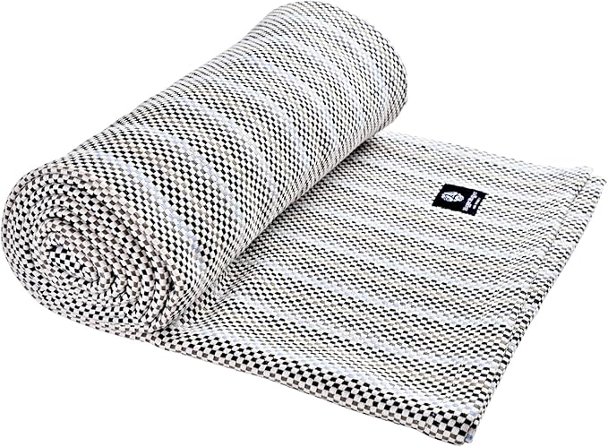 Hugger Mugger Cotton Yoga Blanket - Multi-Gray- Soft but Firm, Cofortable Support, Great Prop for Yoga