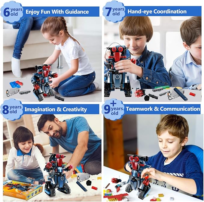 STEM Robot Toys for Kids, Science Building Block Kit for Boy and Girl, Educational Remote Control Toy with App Control for Learning for 8 9 10 11 12 13 Year Old Boys and Girls (Dark Blue)