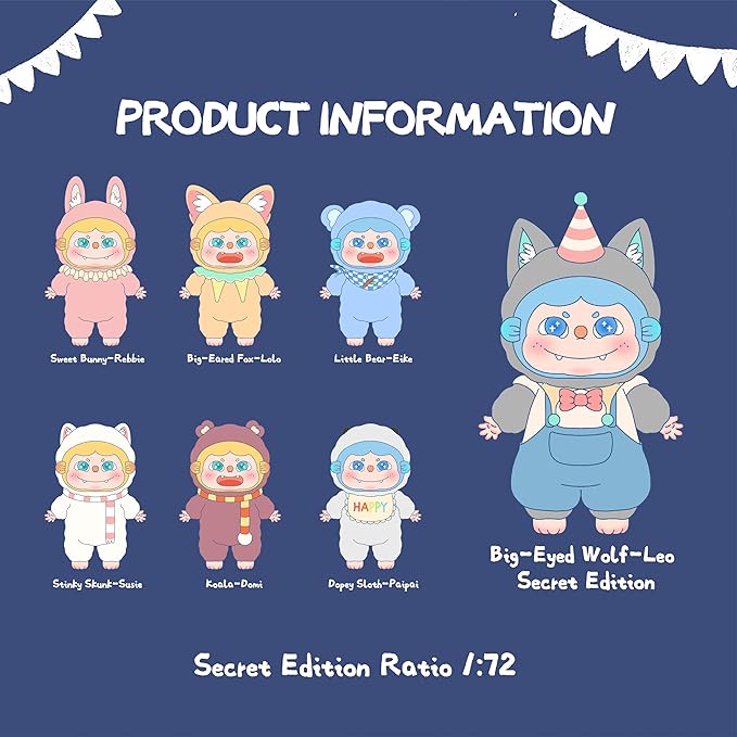 QOI Plush Blind Box Keychain with Vinyl Face– Random Collectible Action Figure, Cute Home Decor, Unique Holiday & Birthday Gift (Single Box)