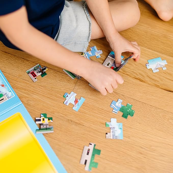 Melissa & Doug Take-Along Magnetic Jigsaw Puzzle Set – Vehicles (2 x 15 Piece) Travel Activity Toy for Preschoolers and Kids Ages 3+