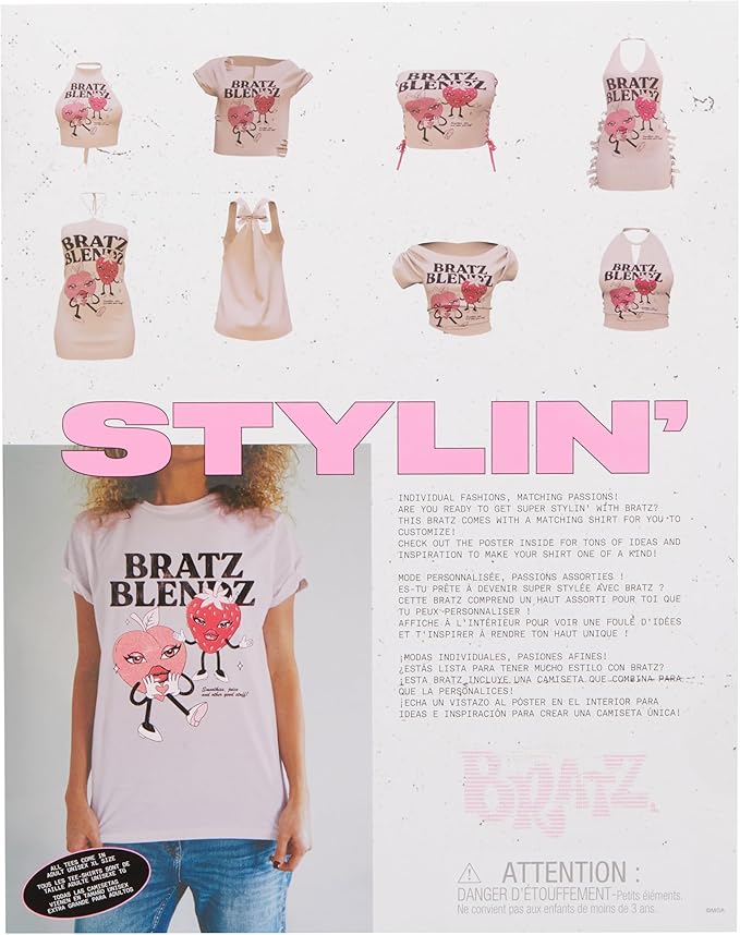 Bratz Stylin' Cloe Fashion Doll with Customizable T-Shirt for You and Accessories
