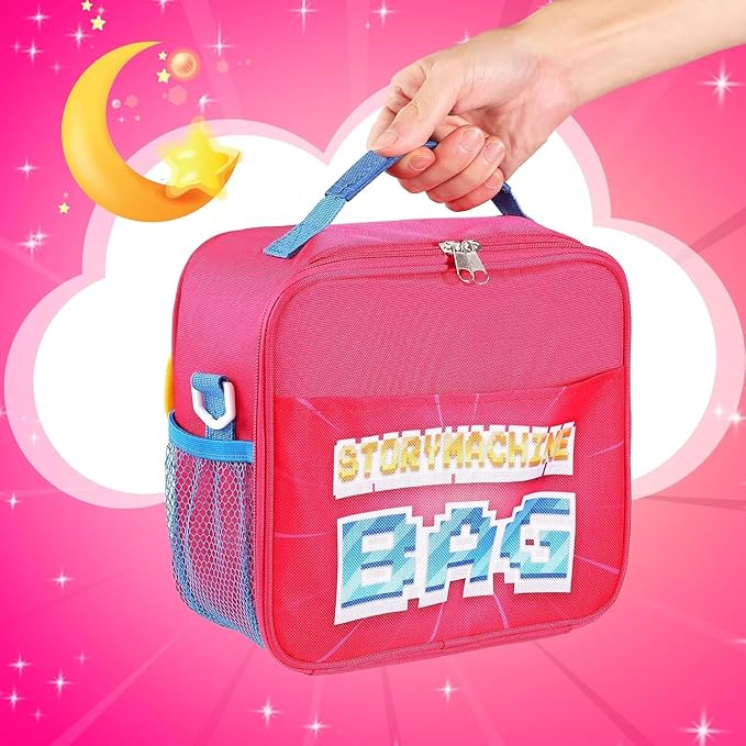 Handle Bag Carrying Case Compatible for Little Tikes Story Dream Machine Books Starter Set Storage Bag Accessories for Little Tikes Storybook Audio Play Collection Bag with Strap (Pink)