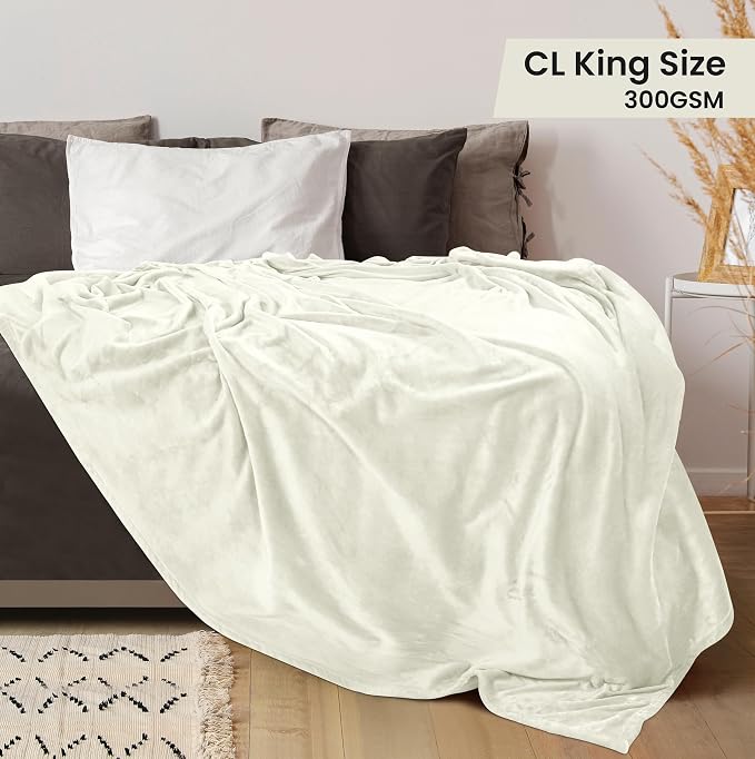 Utopia Bedding Fleece Bed Blanket California King Size Ivory (102x96 Inch) | Microfiber Plush Warm Lightweight Breathable Cozy Blanket Anti-Static, All Season Use, Gift for Women and Men
