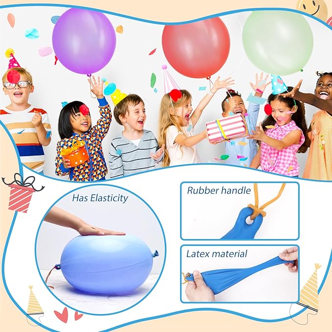 rubfac 30Pcs Punch Balloons, Party Favors for Kids, Thickened Heavy Duty Neon Punching Bounce Balloon for Birthday Goodie Bag Stuffers Exciting Outdoor Play Supply
