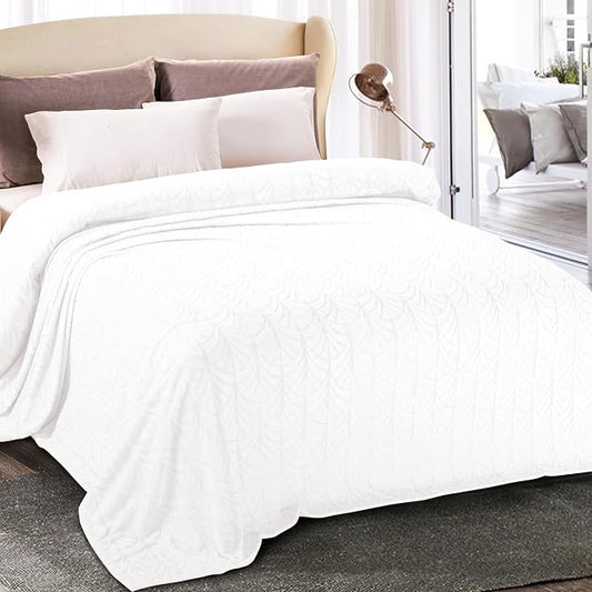 Whale Flotilla Soft Flannel Fleece Twin Size Blanket for Bed, White | Cozy Lightweight Breathable Coverlet, Plush Fluffy Bedspread, Vintage Pattern Decorative Blanket for Dorm, All Season 60"x80"