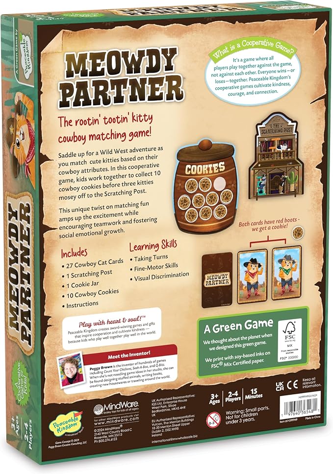 Peaceable Kingdom Meowdy Partner Matching Game for Boys & Girls Age 3 to 5 - A Cooperative Memory Game for Kids