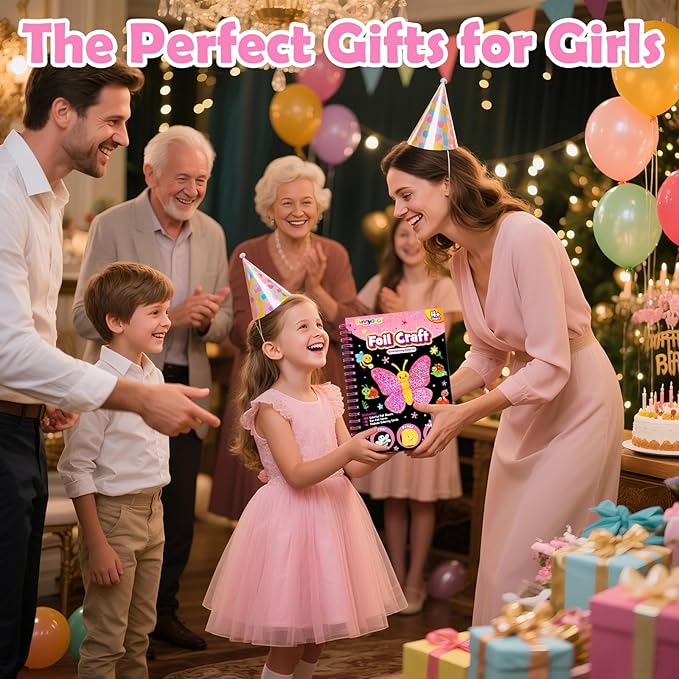 FUNNYB&G Foil Art Crafts for Kids Ages 4-8: Valentines Crafts for Kids 2026,Birthday Gift for Girls,Art and Crafts Supplies,Party Favors,Creative Toys for Girls Boys 4 5 6 7 8 9 Years Old(Insects)