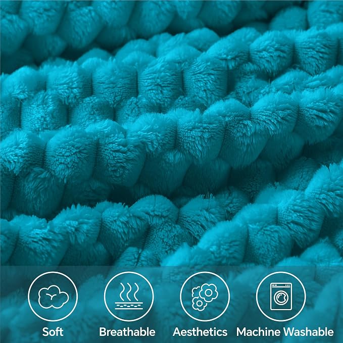 BEDELITE Jewel Blue Throw Blanket for Couch, Soft Gifts for Women, 50 * 60 | 3D Jacquard Decorative Fleece Blanket, Super Soft Plush Throws, Cute Birthday Gift for Women & Men, Suitable for All Seasons