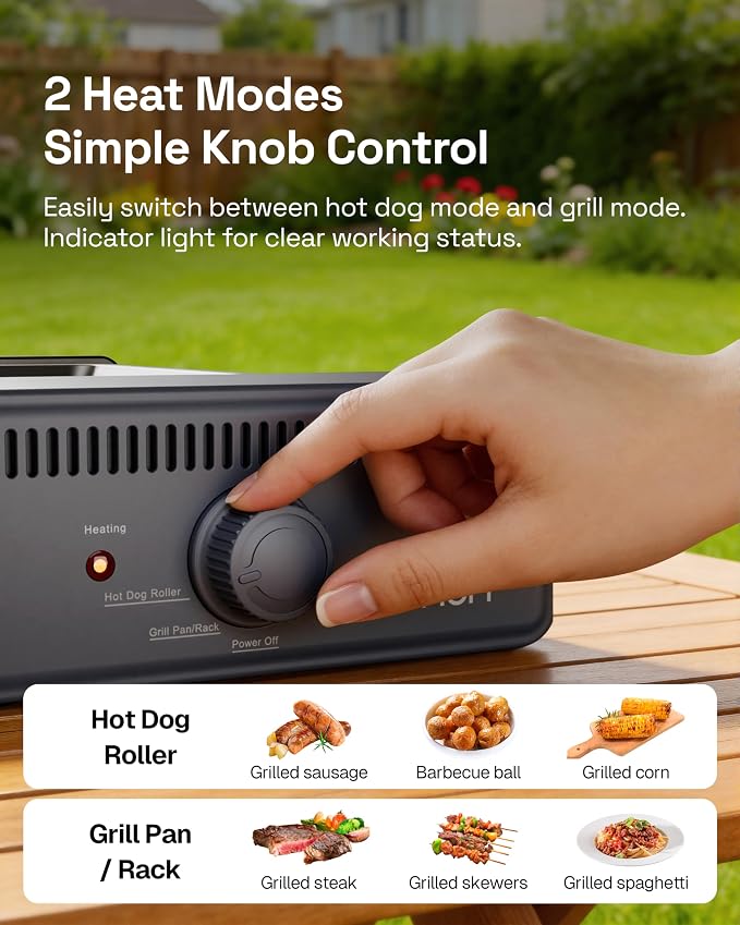 HBN Indoor Grill and Electric Griddle, 3-in-1 Smokeless Indoor Grill with Grill Rack & Nonstick Griddle & Sausage Grill Korean BBQ grill for Kitchen, Dishwasher Safe, 400F