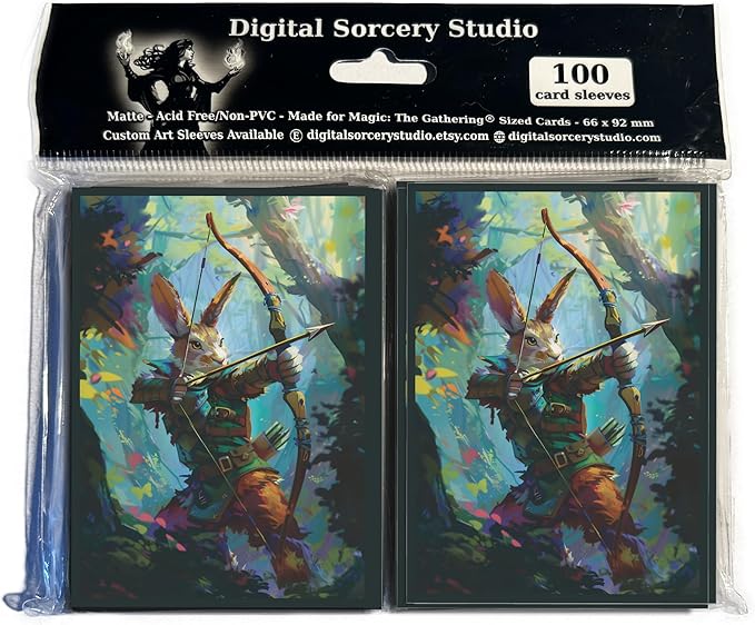 Rabbit Archer Card Game Sleeves – 100 Pack – Compatible with MTG – Perfect for Magic Bloomburrow Commander Decks Like Baylen, Finneas, & Ms Bumbleflower