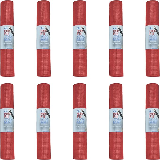 10-Pack Yoga Mat, 68" x 24" Non Slip Exercise Mat, 4mm Thick Gym Mat for Fitness and Stretching, Bulk Non Toxic Yoga Mats for Schools and Studios