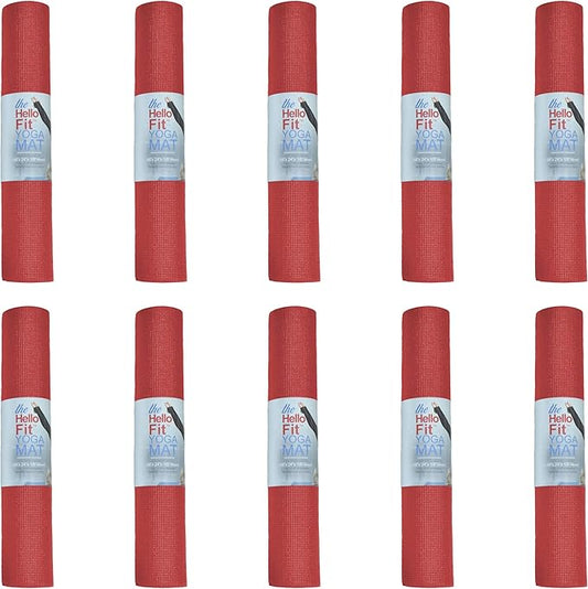 10-Pack Yoga Mat, 68" x 24" Non Slip Exercise Mat, 4mm Thick Gym Mat for Fitness and Stretching, Bulk Non Toxic Yoga Mats for Schools and Studios