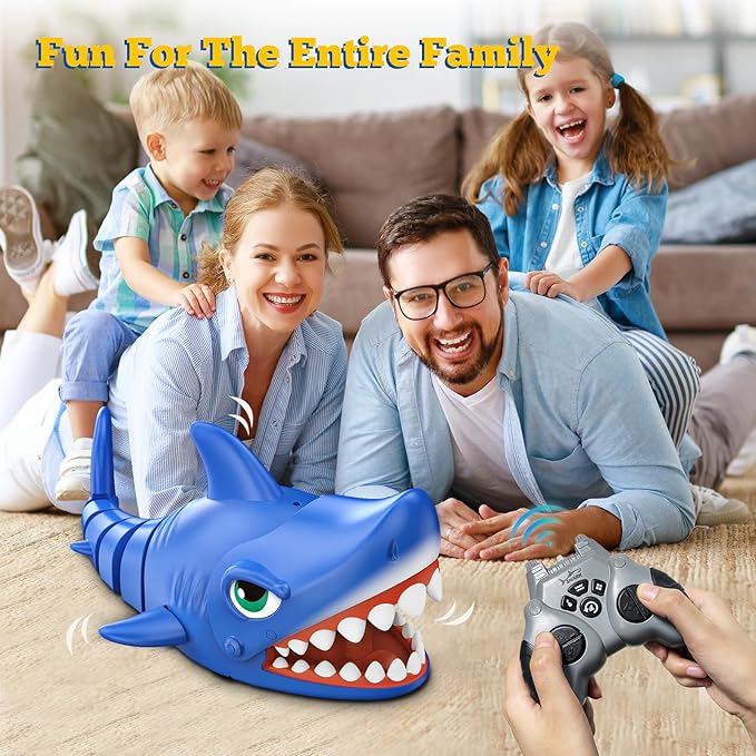 Remote Control Shark Toy for Kids 3+ - Rechargeable RC Shark Robot with Realistic Biting Action, Interactive Gifts for Boys Ages 3-12, Stocking Stuffers, Birthday Gifts