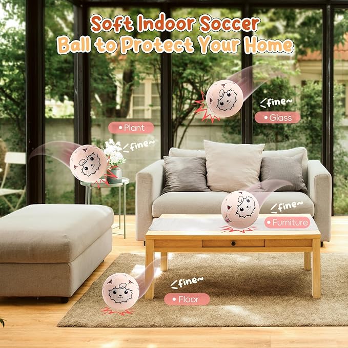 Updated Silent Indoor Soccer Balls for Toddlers 1-3, Inflatable Soft Plush Baby Toddler Soccer Ball Toys Gifts for Kid 3-5 Year Old Boy Girl First Birthday Gift (Sheep, Pump Include)
