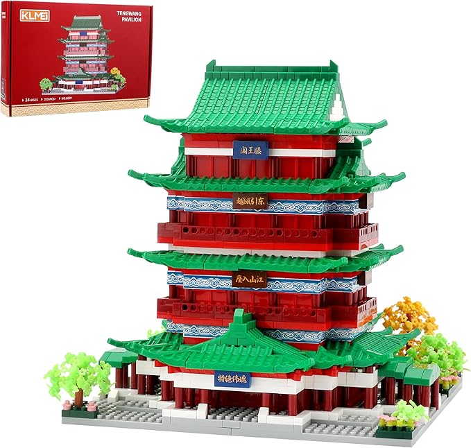 Chinese Ancient Architecture Micro Building Blocks Set in Asian- Tengwang Pavilion Model Kit Toy Gift for Adults and Kids Ages of 14+ 2536 PCS