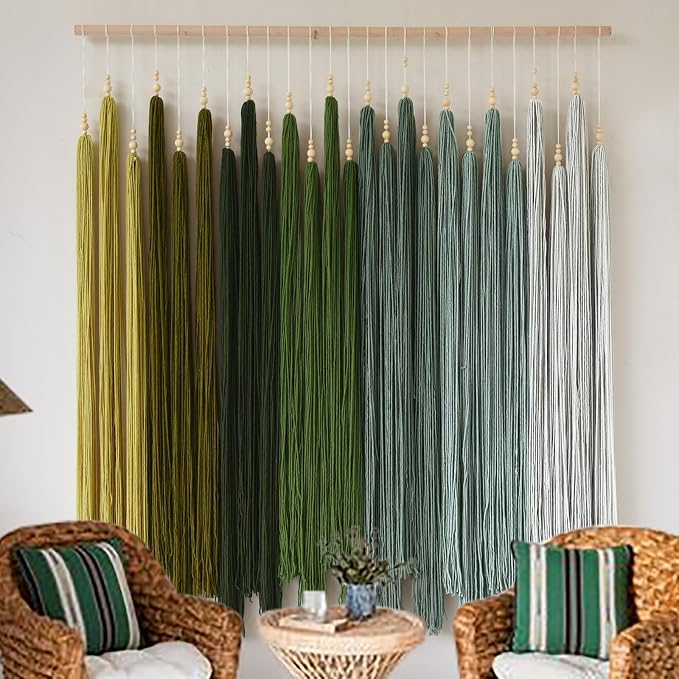 Macrame Wall Hanging Large Geometric Handmade Beaded Tassel Decor 39"W*45"L | Modern Home Decor, Entryway Wall Art, Boho Style, Living Room Accent, Bedroom Decor, Office Decoration, Handmade Craft