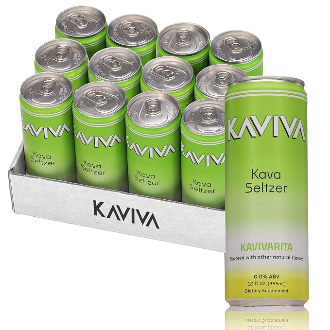 Kaviva | Kava & Seltzer | Relaxation Drink | 50 calories | All Natural | Non-ALC Functional Beverage | Refreshing Alternative | Clean Ingredients