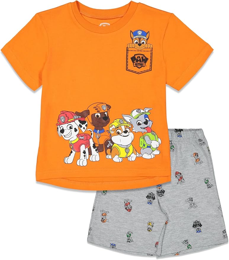 Nickelodeon Paw Patrol T-Shirt and French Terry Shorts Outfit Set Infant to Big Kid Sizes (12 Months - 10-12)