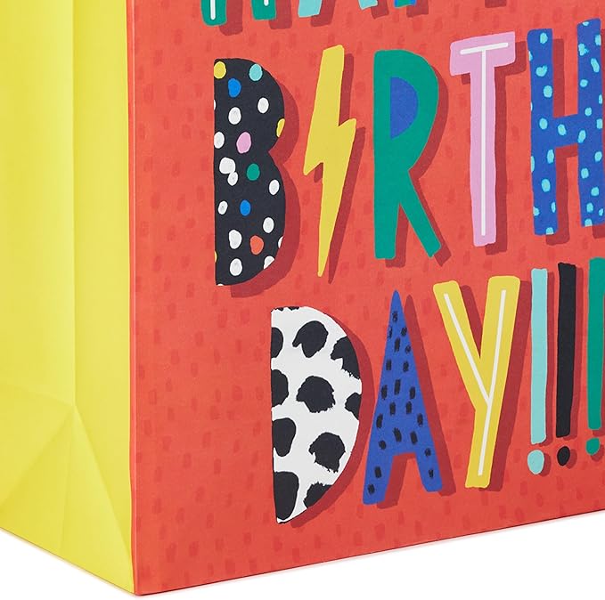 Hallmark 15" Extra Large Birthday Gift Bag Set (2 Bags: Party Animal Panda, Orange Happy Birthday) for Kids, Teens, Grandchildren