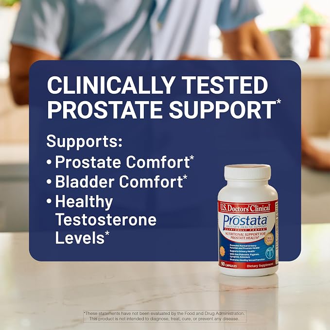 U.S. Doctors' Clinical Prostata - Clinically Proven Prostate Supplement for Men - Urinary Tract & Bladder Support - Saw Palmetto, Vitamin E, Pumpkin Seed - USA Manufactured- 90 Capsules[30-Day Supply]
