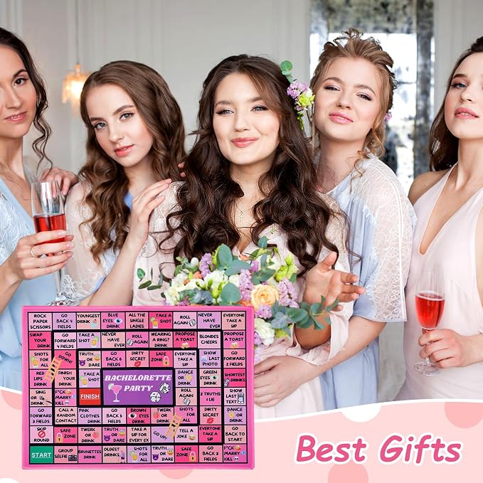 Fofeadm Bachelorette Party Drinking Games for Adults, Rubber Mat Drinking Board Game, Funny Party Interactive Drinking Games for Girls Night, Bachelorette Party, Age 21+, 2-8 Players