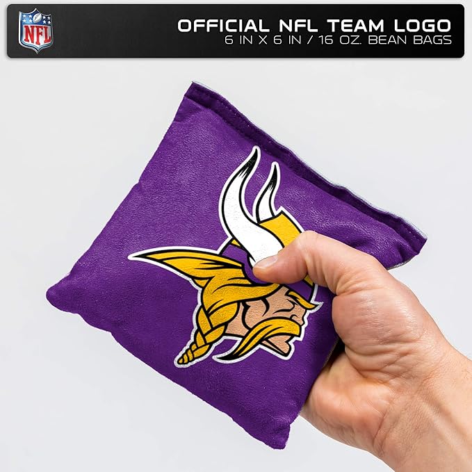 NFL Pro Football Dual Sided Bean Bags by Wild Sports, 8 Count, Premium Toss Bags for Cornhole Set - Great for Tailgates, Outdoors, Backyard