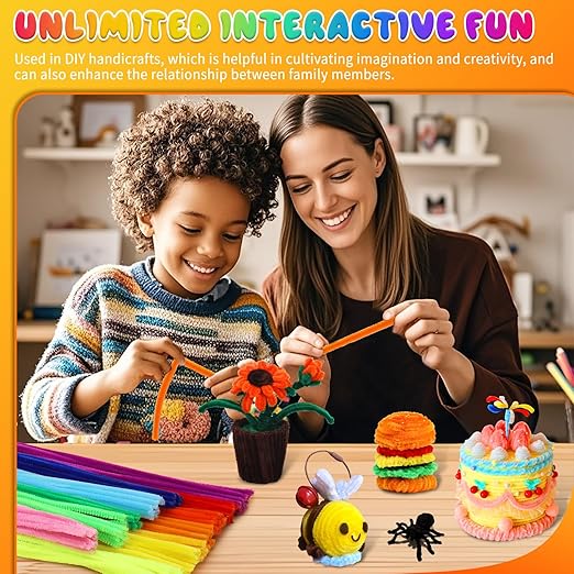 Pipe Cleaners, 200PCS Pipe Cleaners Craft Supplies, Multi-Color Chenille Stems Pipe Cleaners Bulk Fuzzy Sticks for DIY Art and Craft Projects Home Decoration