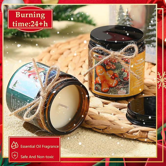 MTLEE 6 Pcs Christmas Candles Gifts Bulk Scented Candle Jars for Coworkers Women Aromatherapy Candles for Home Xmas Birthday Gifts Yoga(Retro Style)