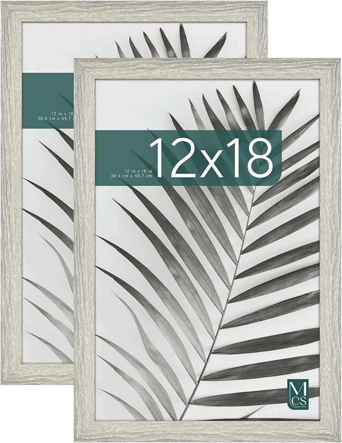 MCS Studio Gallery 12x18 Picture Frame Gray Woodgrain Engineered Wood, Rectangle Photo Frame for Photos, Posters & Art Prints (2-Pack)