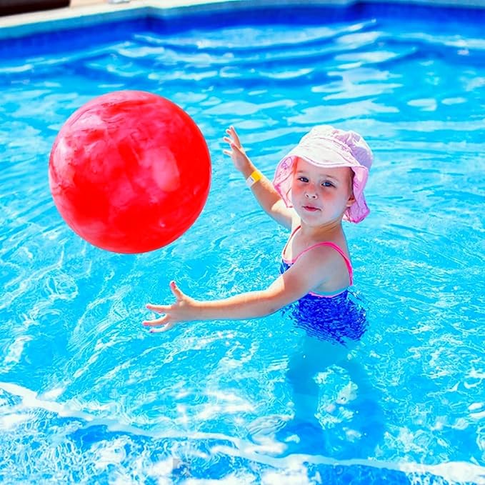 2 Pcs Marbleized Bouncy Balls for Kids Large-Sized Ball Inflatable Rubber Playground Sensory Balls for Beach Pets Indoor Outdoor Kickball Water Balls