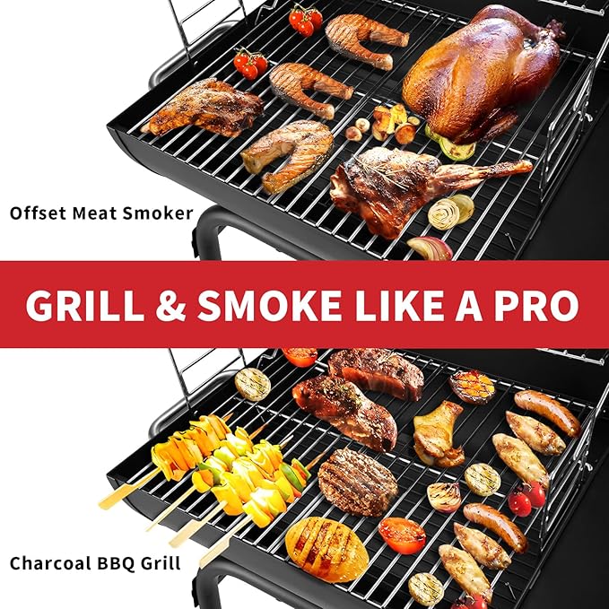 Kendane Barrel Charcoal Grill, Large Charcoal Grills with Side Shelf, Outdoor BBQ Grill,Perfect for Backyard Camping, Patio Parties and Picnics