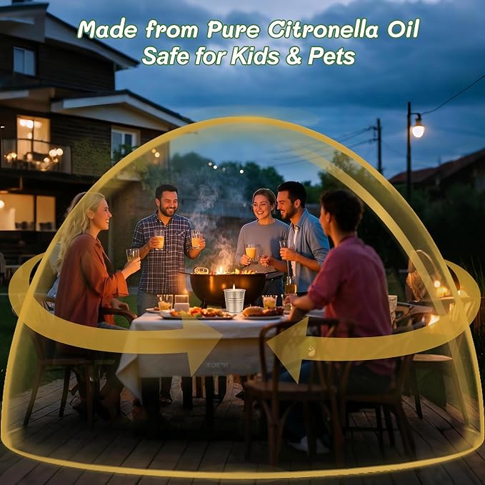 Citronella Candles Outdoor, 8 Pack Soy Wax Candles for Patio & Camping | Portable metal tins, cotton wick, clean burning, ideal for backyard and garden