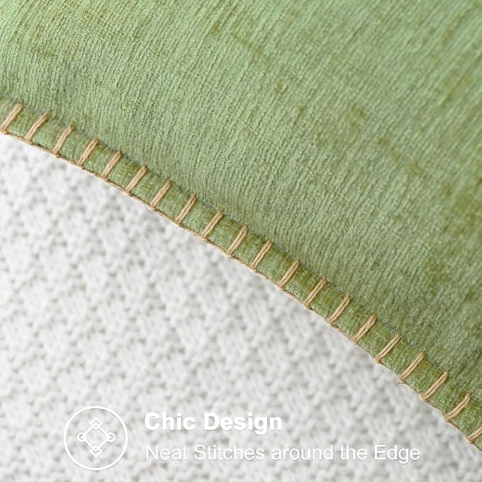 CaliTime Decorative Couch Throw Pillow Covers 18 X 18 Inches Sage Green | Pack of 2, Cozy Chenille Cushion Cases, Cotton Thread Stitching Edges, for Sofa Bed Living Room Farmhouse