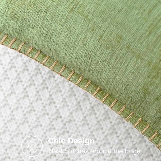 CaliTime Decorative Couch Throw Pillow Covers 22 X 22 Inches Sage Green | Pack of 2, Cozy Chenille Cushion Cases, Cotton Thread Stitching Edges, for Sofa Bed Living Room Farmhouse