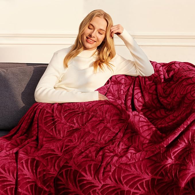 Whale Flotilla Soft Flannel Fleece King Size Bed Blanket, Red | Cozy Lightweight Breathable Coverlet, Plush Fluffy Bedspread, Vintage Pattern Decorative Blanket for Bed All Season, 90"x104"