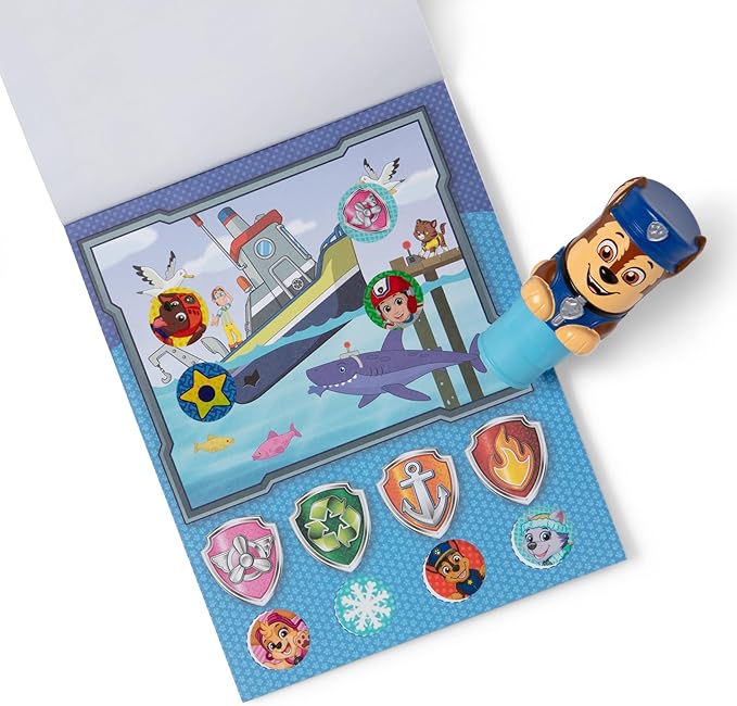 Melissa & Doug Sticker Wow!™ 24-Page Activity Pad and Sticker Stamper, 300 Stickers, Arts and Crafts Fidget Toy Collectible Character – PAW Patrol Chase - FSC Certified