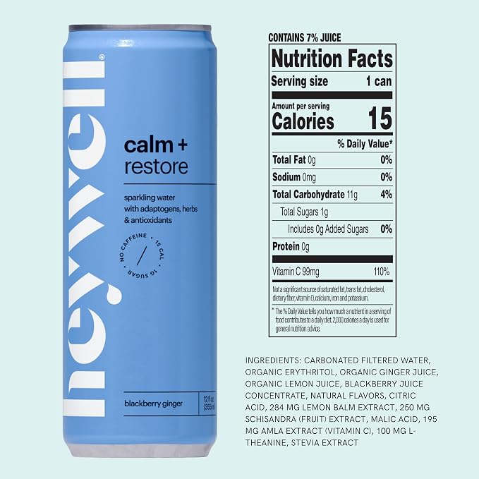 Heywell Sparkling Adaptogenic, Calm Variety Pack, 12 Fluid Ounce (Pack of 12) - Organic, Non GMO, Vegan, Gluten Free, Dairy Free
