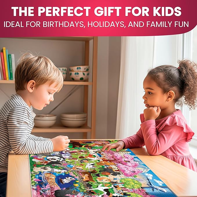 QUOKKA 100 Piece Puzzles for Kids Ages 4-6 – 4 Jigsaw Puzzles for Kids Ages 6-8 – Search and Find Unicorn Princess Mermaid Toys for Children 8-10 yo – Educational Game Gift for Boys & Girls