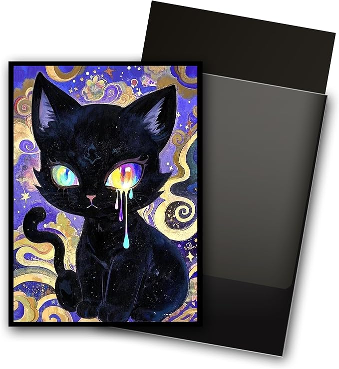 MTG Card Sleeves, Ultra Clear Front & Matte Finish Back, 100 Count Standard Size Matte Art Sleeve for Magic The Gathering (Painted cat)