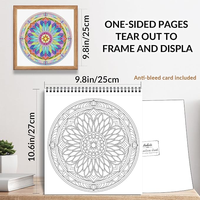 FUNLAVIE Adult Coloring Book - Sacred Geometry Mandala Coloring Books for Adults Relaxation and Stress Relief, Featuring Flower of Life, Metatron's Cube & Mindfulness Orgonite Patterns, Spiral Bound