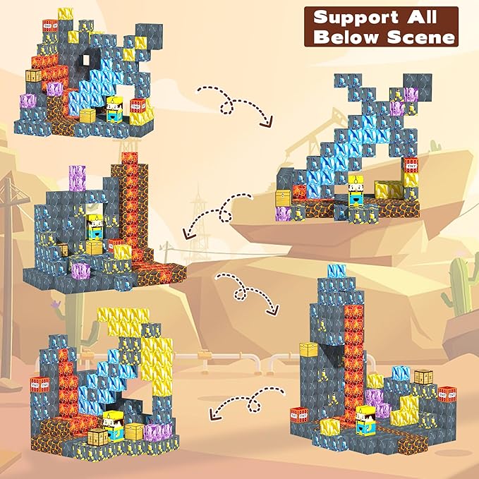 180PCS Magnetic Building Blocks for Kids - 0.8" Pixel Art Magnetic Cubes for Boys Ages 3 4 5 6 7 8-12, Sword Portal Magnet Block Set, STEM Sensory Educational Toys Ideal Birthday