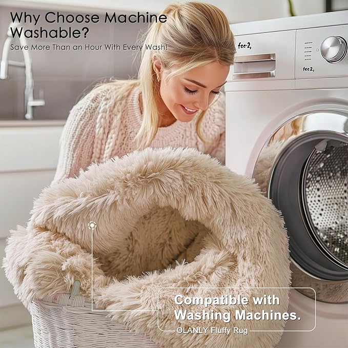 OLANLY 10x12 Machine Washable Large Area Rugs for Living Room, Bedroom, Soft Fluffy Shaggy Bedside Rug, Indoor Floor Carpet for Kids Girls and Boys, Dorms, Nursery, Home Decor Aesthetic, Beige