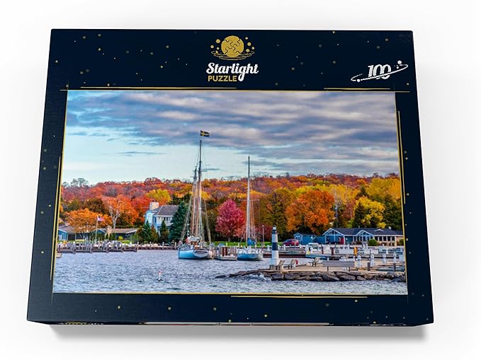 MyPuzzle Sister Bay Town Harbor View in Door County Wisconsin - Premium 100 Piece Jigsaw Puzzle for Adults