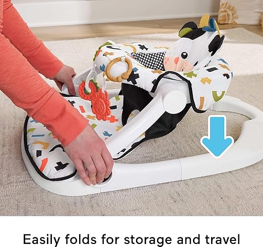 Fisher-Price Portable Baby Chair, Cute Cow Sit-Me-Up Floor Seat with BPA-Free Teether & Clacker Newborn Developmental Toys