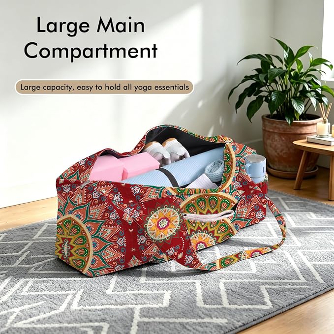 Yoga Mat Bag Large Yoga Bag and Carrier with Strap Zipper and Pockets Fits All Your Stuff Yoga Tote Pilates Bags for Women Fit Most Size Mats