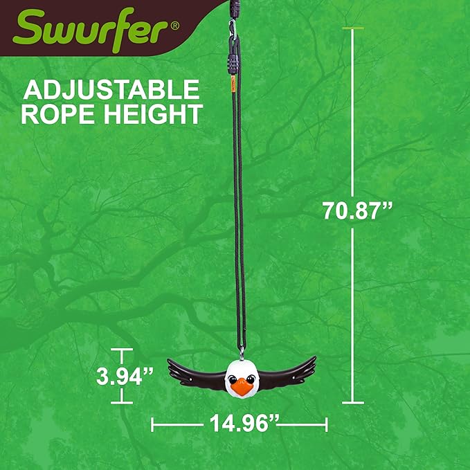 Swurfer Ninja Twister Swing Spins Set - 360° Twist Spin Toy, Swing Sets Accessories for Backyard, Kids Outdoor Play Toys, Slackline Attachment, Easy Install, Adjust Height, Durable,Up to 300lbs Eagle
