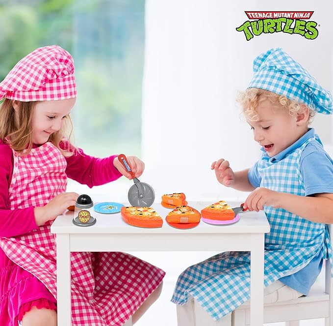 Pizza Party Play Food Toy Set for Kids Slice & Serve Plastic Pizza Pretend Box Pie Cutter Fake Condiments Play Foods & Bookmark for Children Toddlers