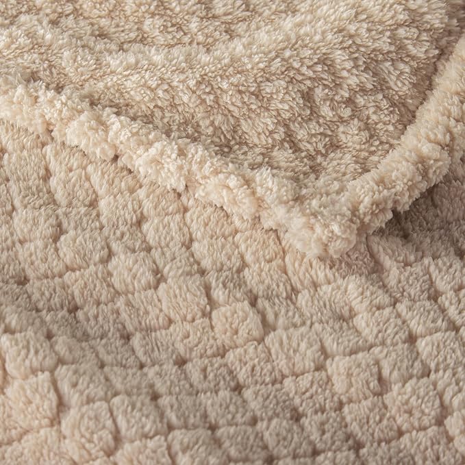 Exclusivo Mezcla Soft Fleece Twin Size Blanket for Bed, Camel | Jacquard Lightweight Cozy Bed Blanket, Breathable Decorative Fuzzy Textured All Season Use, 60x80 Inches